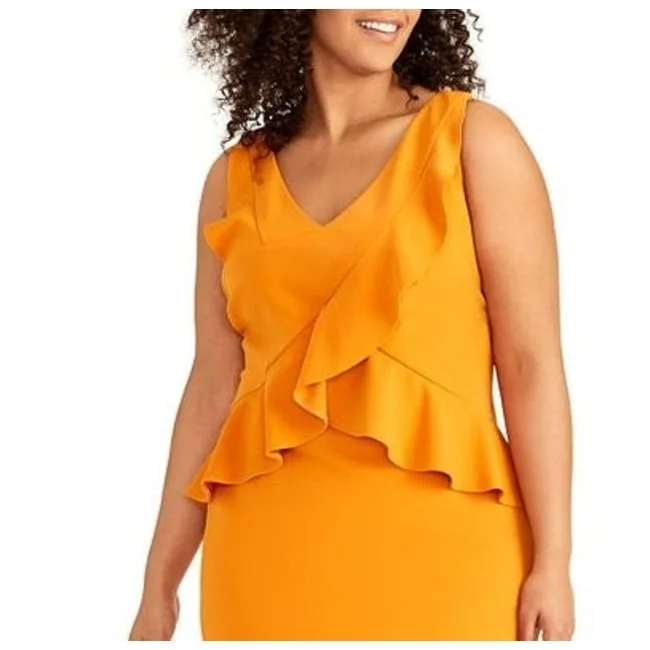 Maternity DressRachel Roy Women's Sleeveless Midi Dress Orange Size 14W