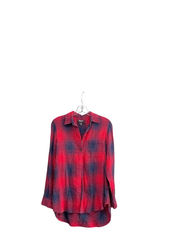 women's tops for those who prefer classic over trendy stylesTop Long Sleeve By Madewell In Plaid Pattern, Size: Xs