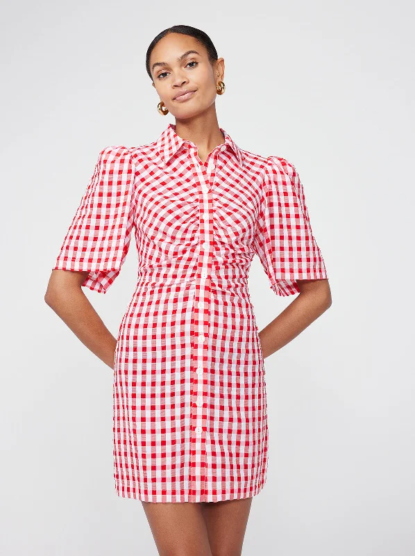 Neon DressNellie Red Gingham Mini Shirt Dress