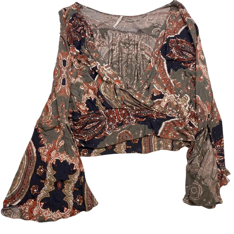 women's tops with floral printsTop Long Sleeve By Free People In Grey, Size: M