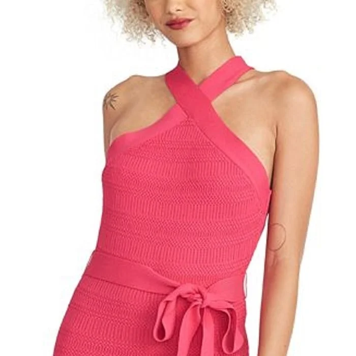 Flowy DressRachel Roy Women's Solid Textured Knit Midi Halter Dress Pink Size Xx-Large