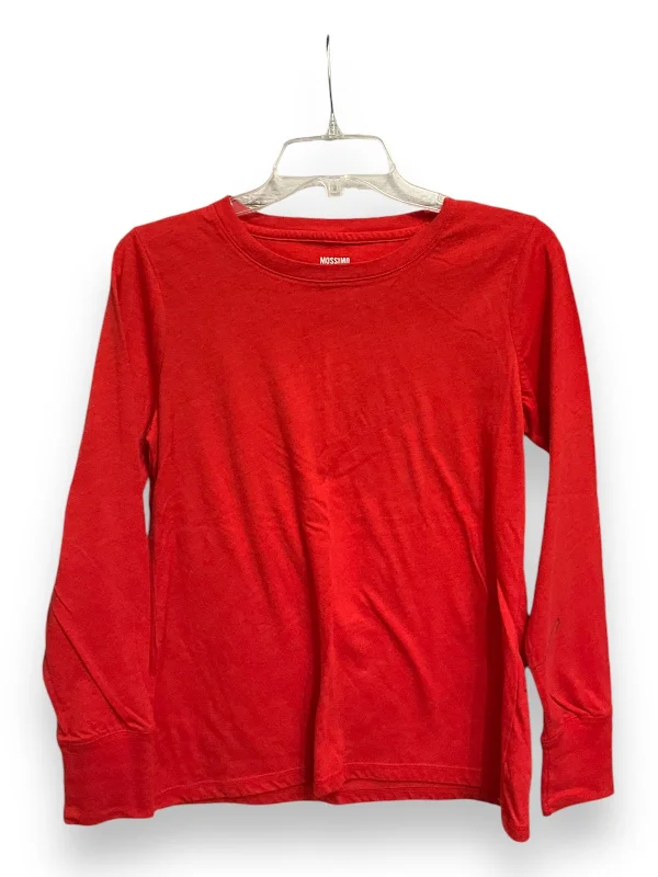 women's tops with cold-shoulder cuts and lace detailingTop Long Sleeve Basic By Mossimo In Red, Size: L