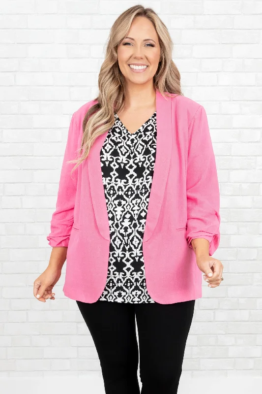 women's tops for summer festivalsWorking In Style Jacket, Pink