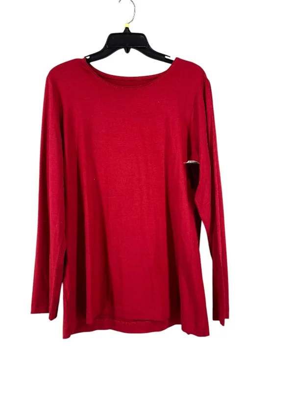 women's tops for minimalist aestheticsTop Long Sleeve Basic By Chicos In Red, Size: 2