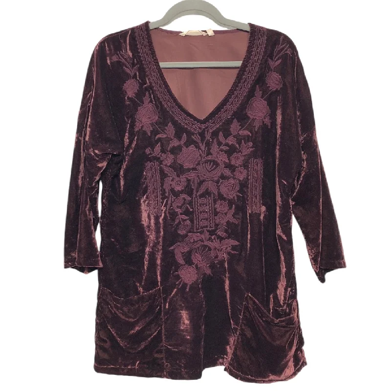 women's tops made from cottonTunic Long Sleeve By Soft Surroundings In Maroon, Size: M