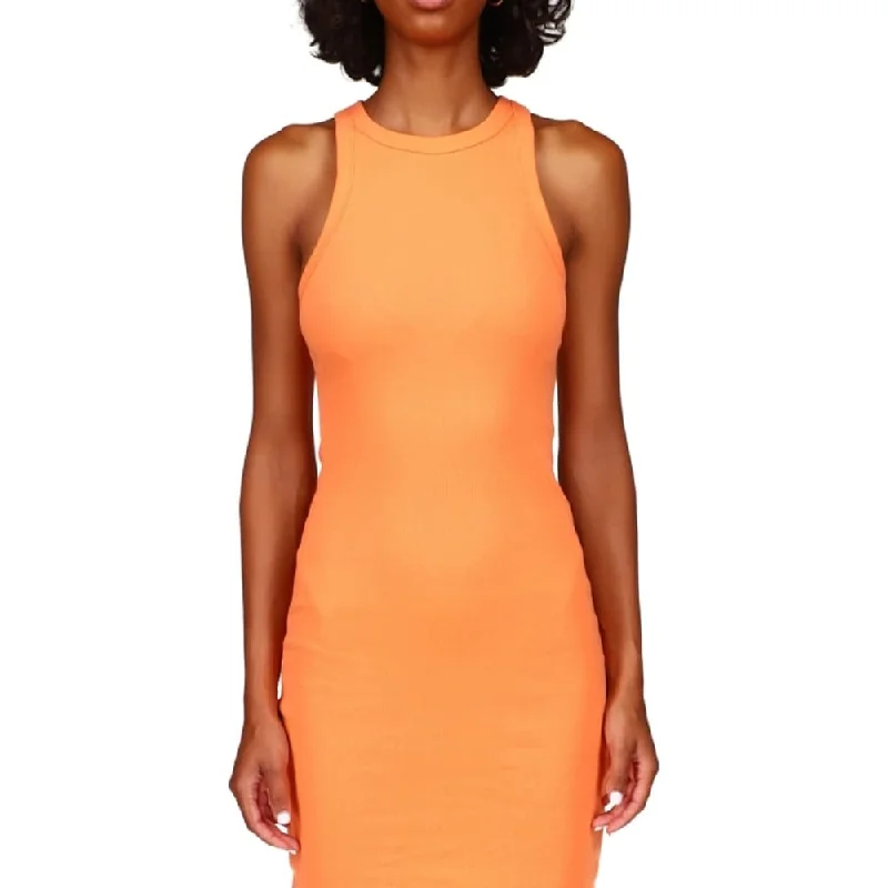 women's pastel dressesSanctuary Women's Ribbed Stretch Organic Cotton Body Con Midi Dress Orange Size X-Large