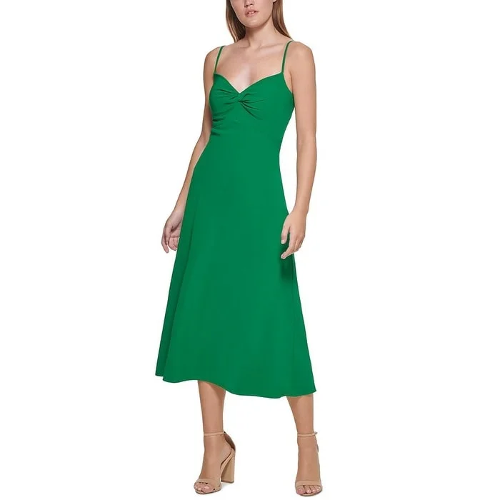 women's plus-size dressesGUESS Women's Knot Front Midi Dress Green Size 8