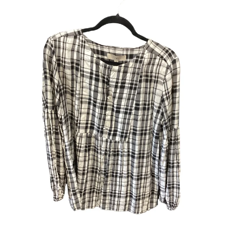 women's tops with asymmetrical designsTop Long Sleeve By Loft In Black, Size: L