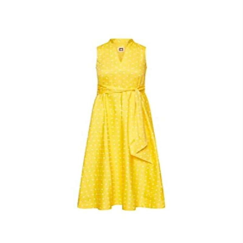 women's maxi dressesAnne Klein Women's Cotton Midi Dress With Attached Sash Yellow Size 0