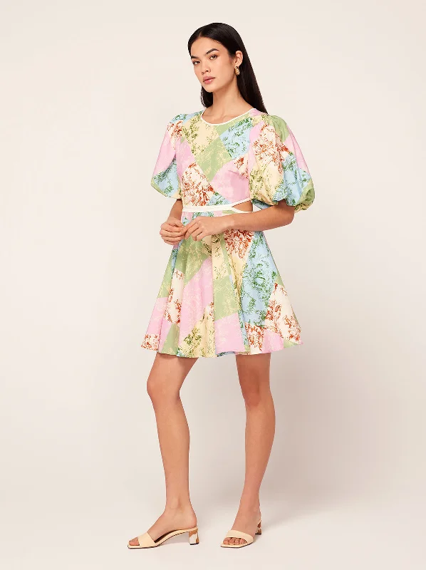 Plunging Neckline DressCoco Patched Toile De Jouy Mini Dress