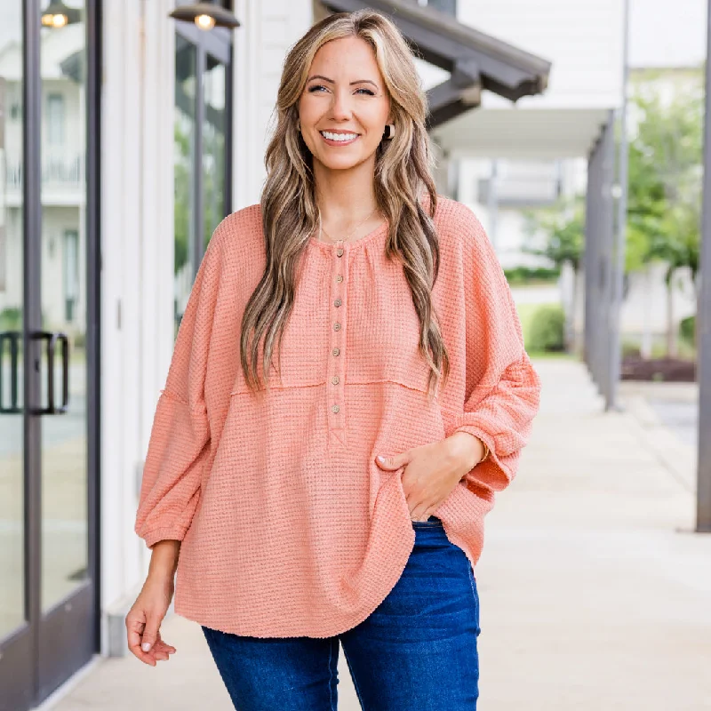 women's tops for boho-chic stylesEternal Embrace Top, Peach