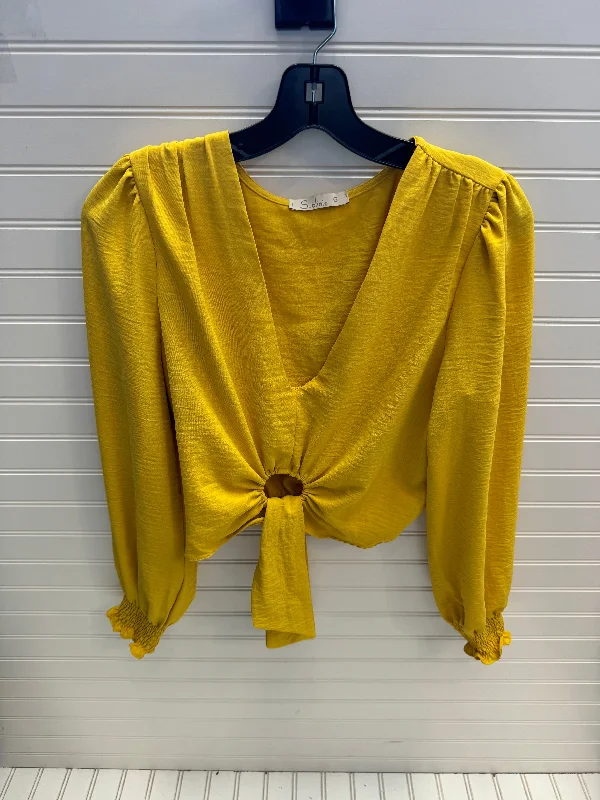 women's tops for those who want to wear versatile pieces that can be dressed up or downTop Long Sleeve By Sublini In Yellow, Size: L