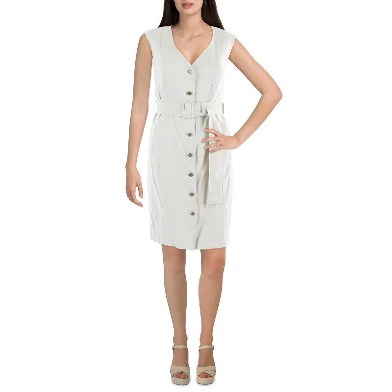 women's bow dressesCalvin Klein Womens Collarless Mini Shirtdress