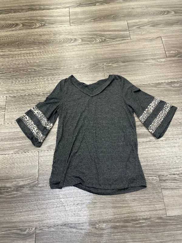 women's tops with bell sleevesTop Long Sleeve By Bibi In Grey, Size: S