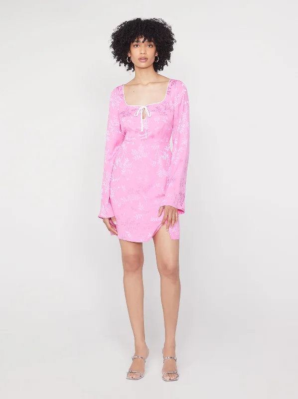 Flowy DressElspeth Pink Floral Jacquard Mini Dress