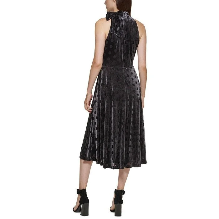 Spaghetti Strap DressCalvin Klein Women's Velvet Midi Halter Dress Black Size 10