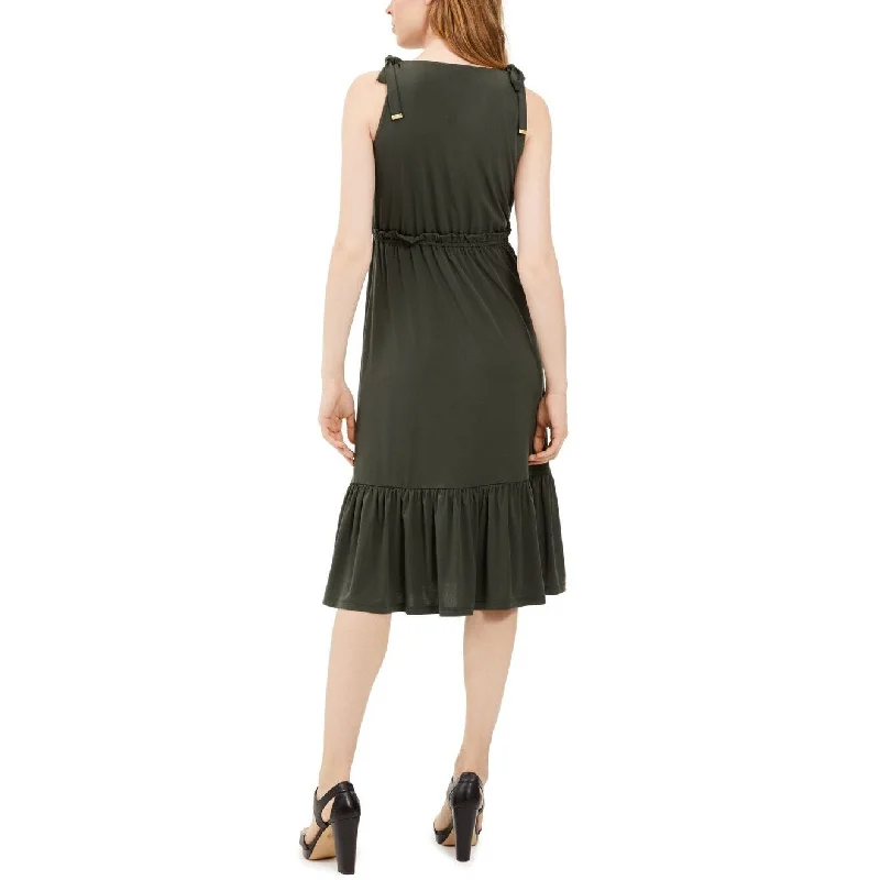 Laced-Up DressMichael Kors Women's Tie Shoulder Midi Dress Green Size X-Small