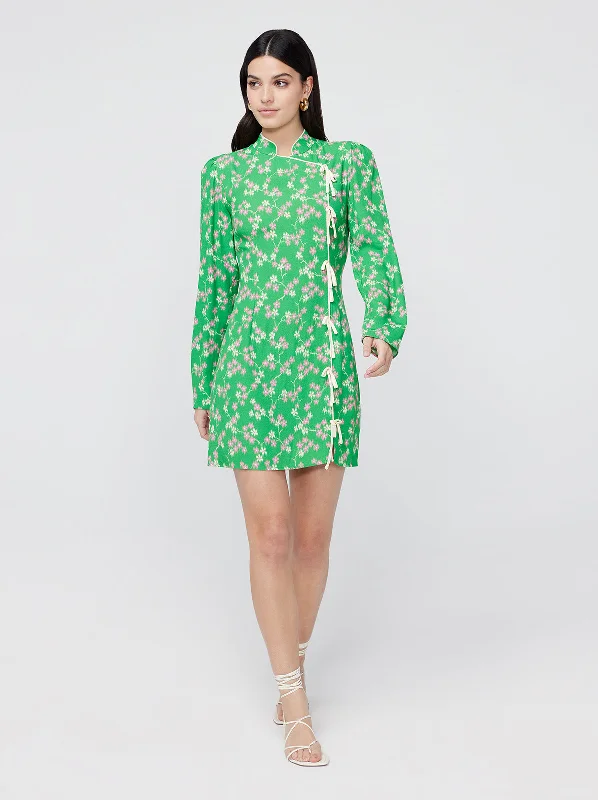 Bell-Sleeve DressAllegra Green Floral Mini Dress