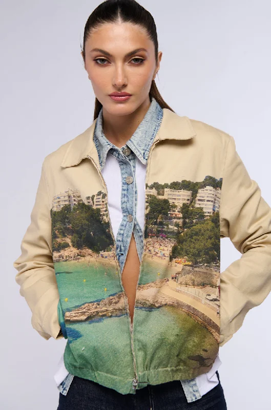 women's coats with liningPURO BEACH CANVAS BOMBER