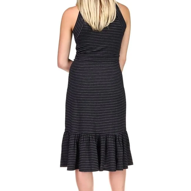 Bow-Tie DressMichael Kors Women's Belted Striped Midi Dress Black Size Large