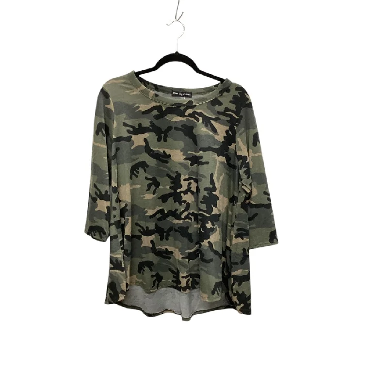 breathable women's tops for summerTop Long Sleeve By Kim & Cami In Camouflage Print, Size: 1x