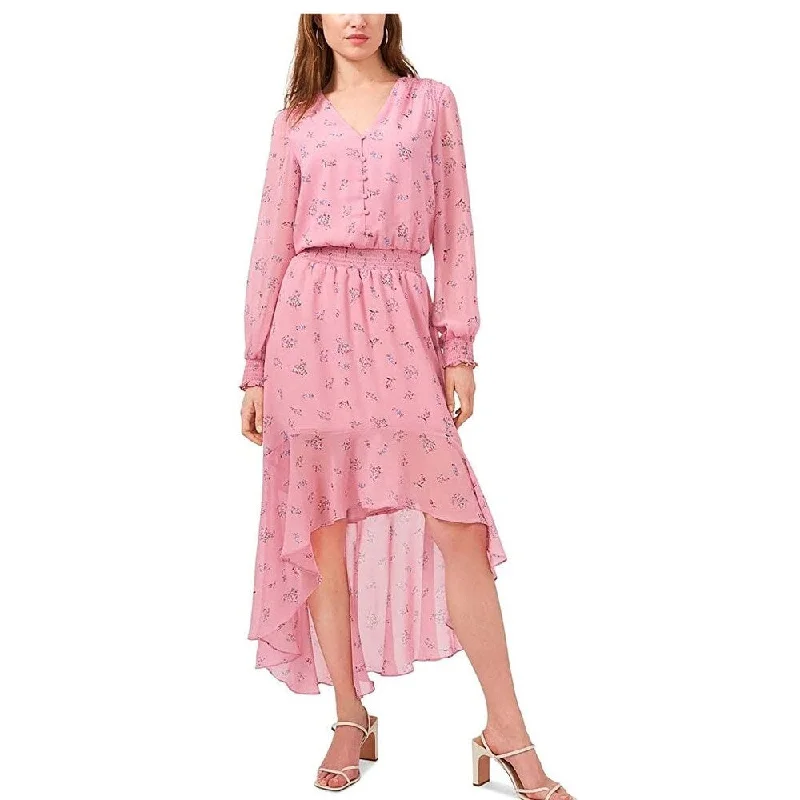 women's pastel dresses1.STATE Women's Printed Asymmetrical Midi Dress Pink