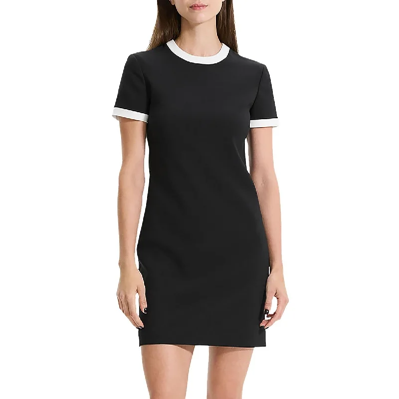 women's high-end dressesTheory Womens Short Sleeve Mini Sheath Dress