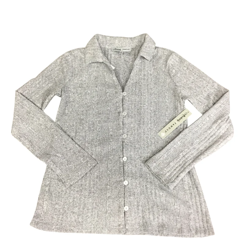 women's tops with sheer overlaysTop Long Sleeve By Absolutely Famous In Grey, Size: S