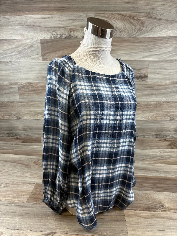 women's tops for those who love to shop for unique findsTop Long Sleeve By Loft In Blue & White, Size: S