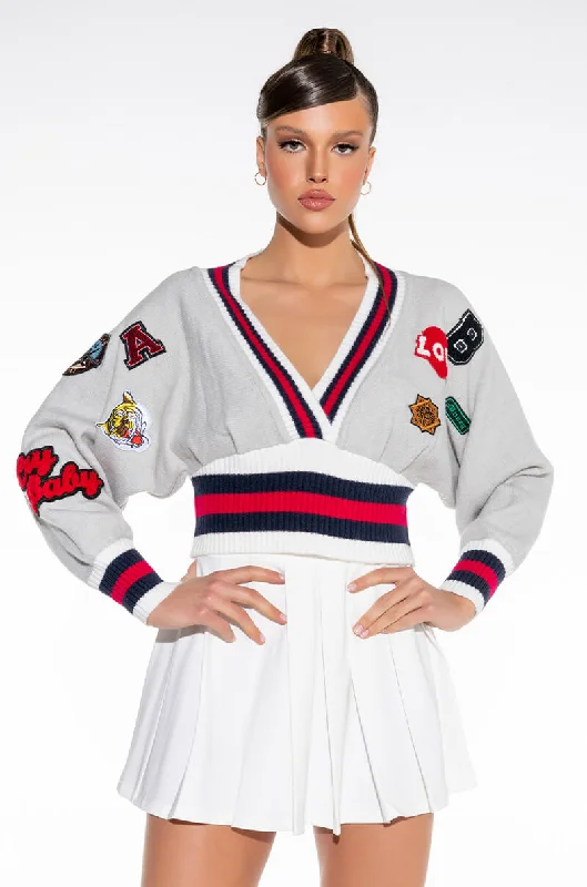 women's tops for those who refuse to compromise on stylePATCHES ON PATCHES SWEATER