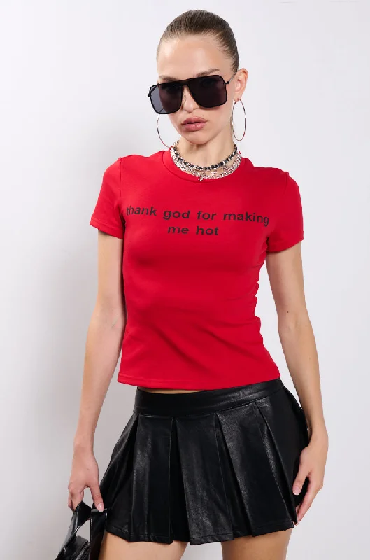 women's tops with lace-up frontsTHANK GOD IM HOT TEE