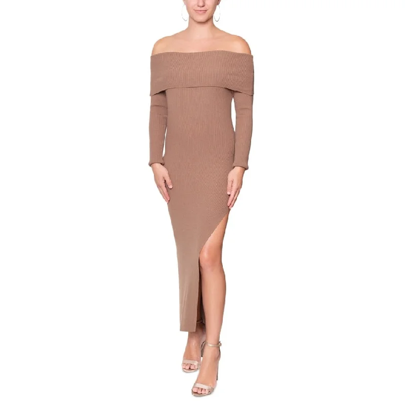 Laced-Up DressRachel Roy Women's Della Off The Shoulder Midi Dress Brown Size M