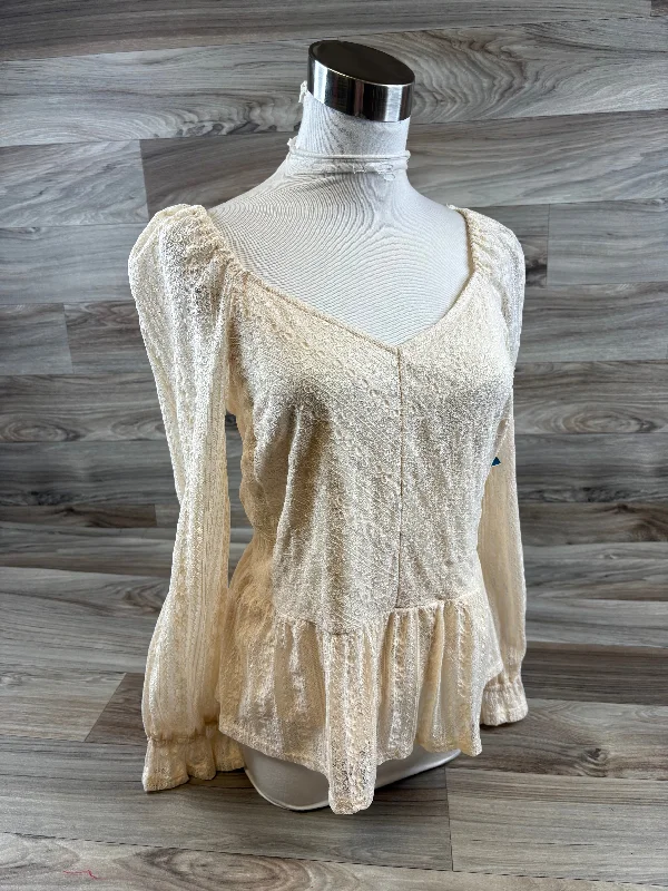 women's tops for those who seek both style and comfortTop Long Sleeve By Lc Lauren Conrad In Tan, Size: M