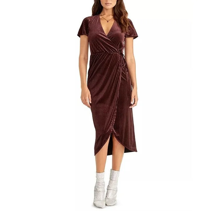 women's hourglass figure dressesRachel Roy Women's Faux-Wrap Midi Dress Purple Size X-Large