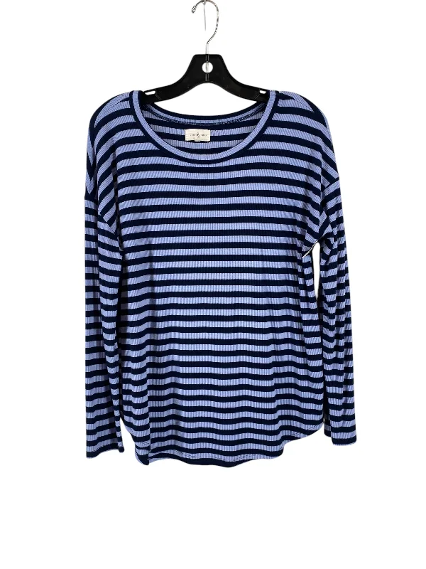 women's tops with lace-up frontsTop Long Sleeve By Lou And Grey In Striped Pattern, Size: M