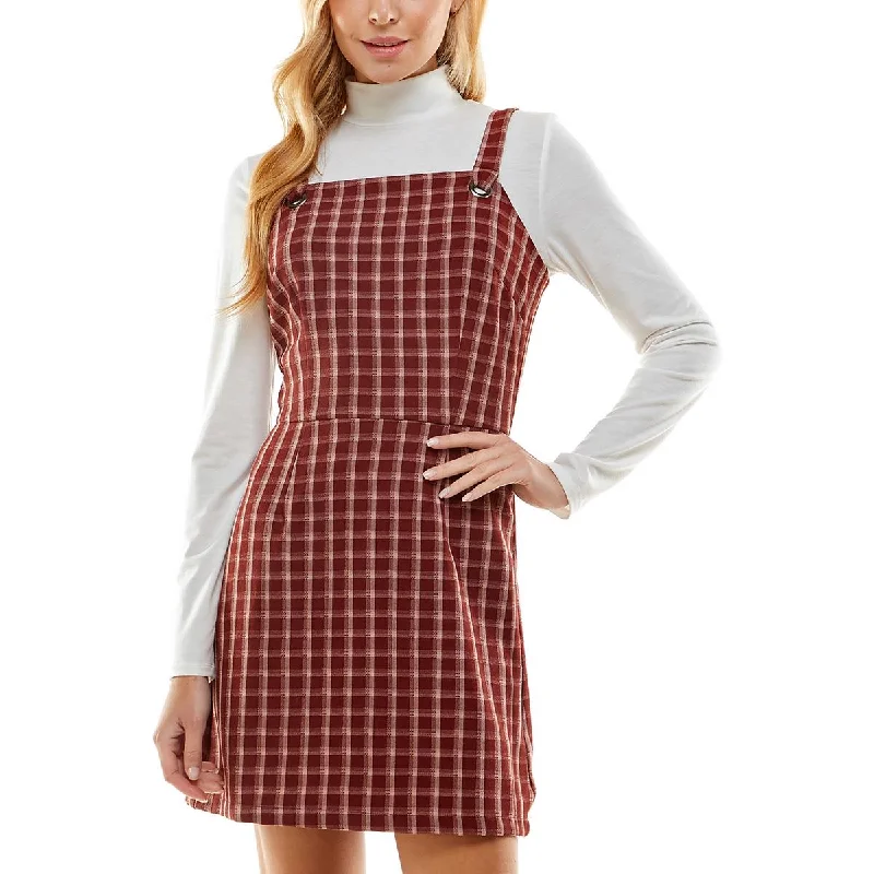 Cold-Shoulder DressKingston Grey Womens Juniors Plaid Mini Two Piece Dress