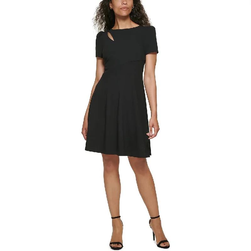 women's sheath dressesDKNY Womens Petites Scuba Mini Fit & Flare Dress