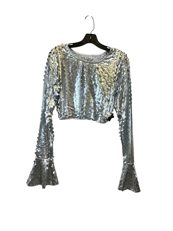 women's tops for boho-chic stylesTop Long Sleeve By Hot And Delicious  In Silver, Size: L