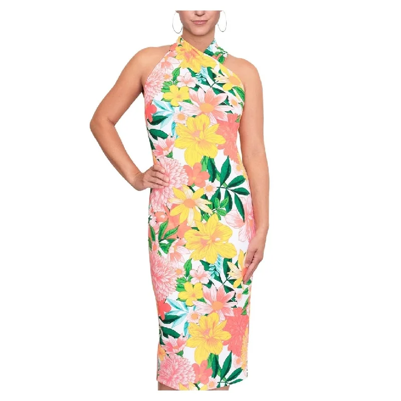 Cut-Out DressRachel Roy Women's Harland Floral Print Midi Dress Yellow Size X-Small