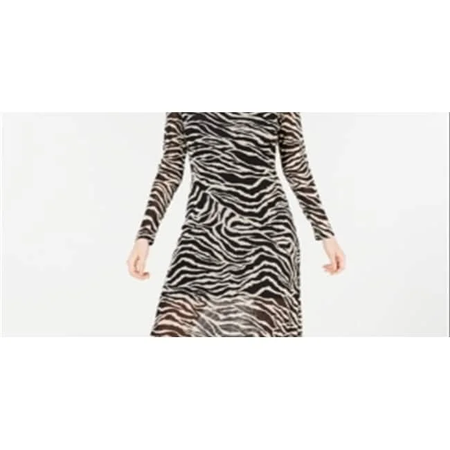 Bell-Sleeve DressRosie Harlow Junior's Mesh Zebra Midi Dress Black Size M