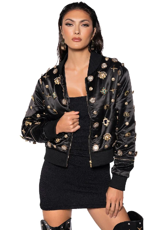 women's coats with cropped lengthsENDERS TRINKET CHARM BOMBER