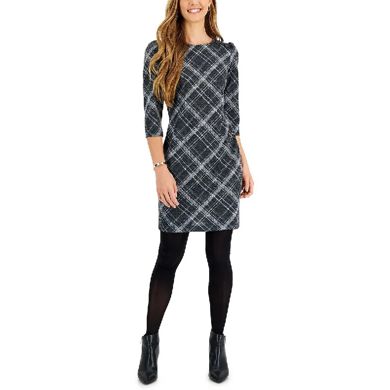 Glitter DressConnected Apparel Womens Petites Plaid Mini Sheath Dress