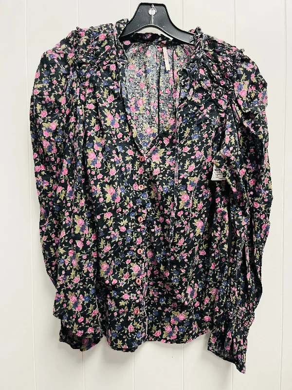 women's tops for those who love to mix and match prints and patternsTop Long Sleeve By Free People In Black & Purple, Size: S