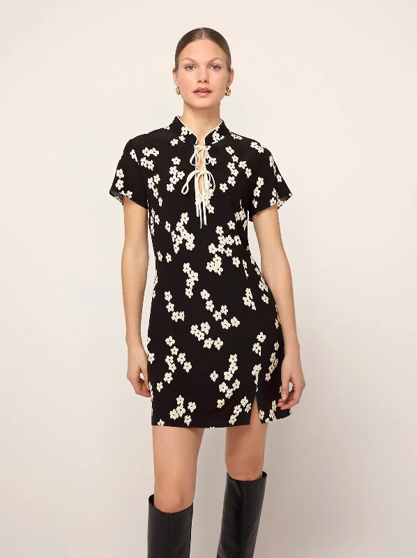 women's bespoke dressesGretchen Black Blurred Floral Print Mini Dress