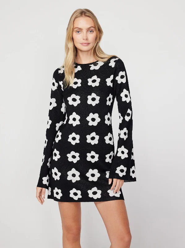 Animal Print DressGreta Black Tiled Floral Knit Mini Dress