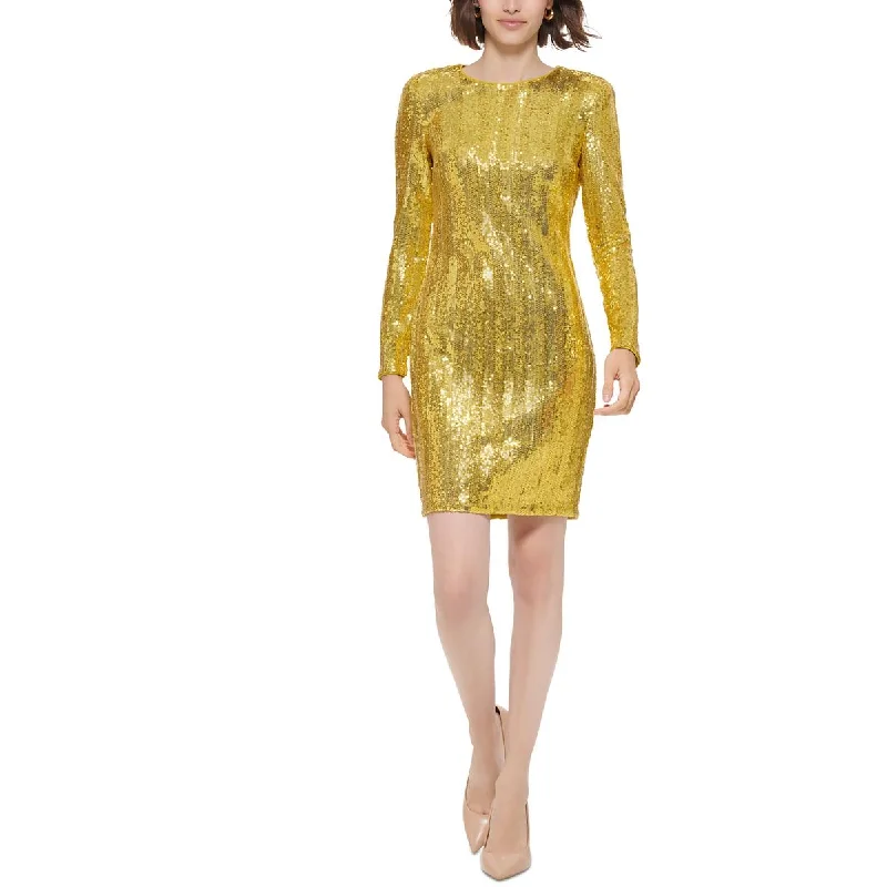 women's designer dressesCalvin Klein Womens Sequined Mini Sheath Dress