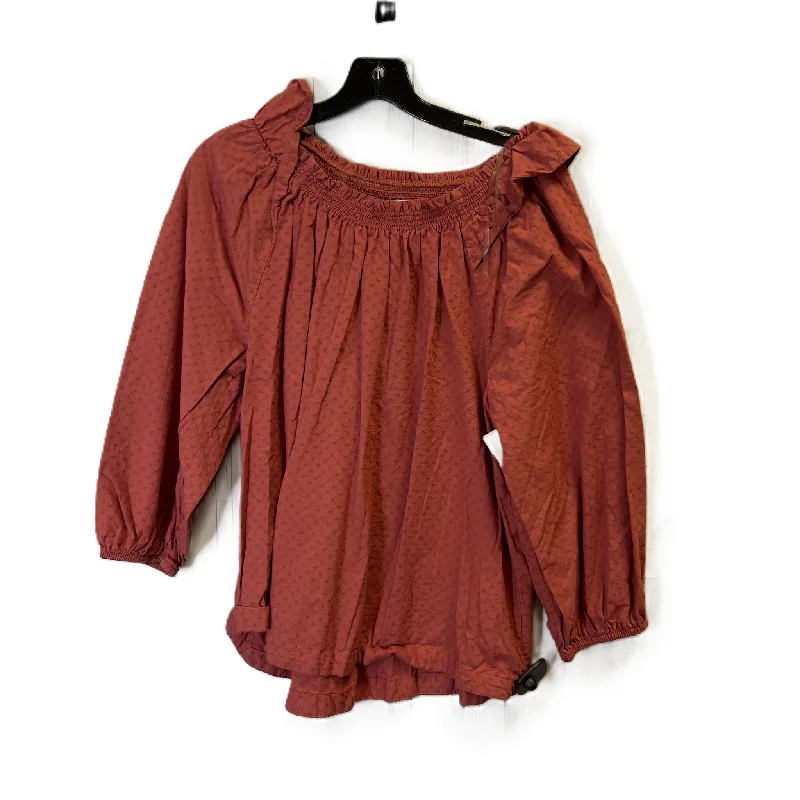 women's tops for date nightsTop Long Sleeve By Sonoma In Red, Size: Xl