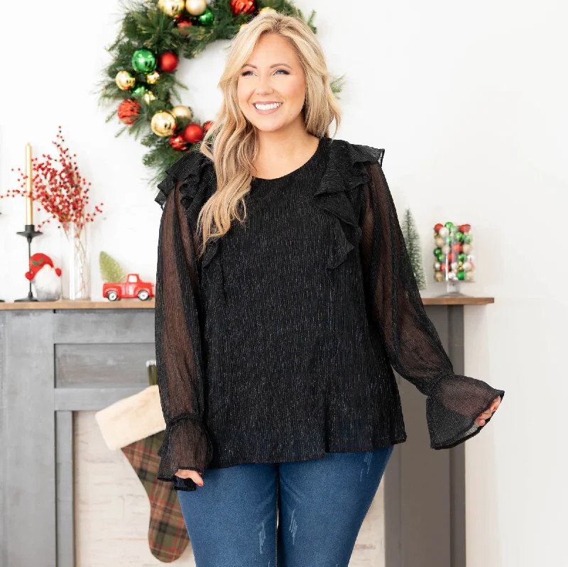 women's tops for those who want to wear pieces that are both comfortable and stylishStay Out All Night Blouse, Black