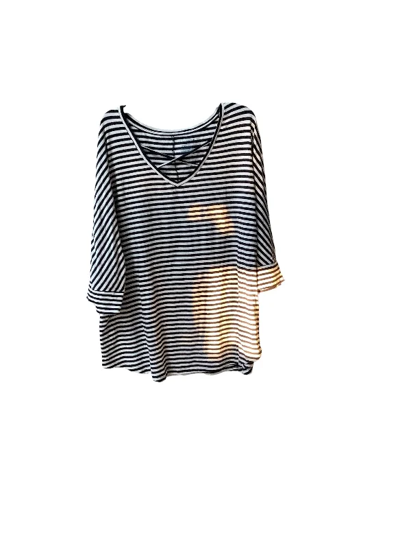 women's tops with built-in brasTop Long Sleeve Basic By Boutique + In Striped Pattern, Size: 2x