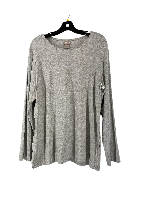 women's tops for date nightsTop Long Sleeve Basic By Chicos In Grey, Size: 2